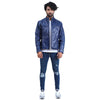 Men's Cafe Racer Blue Biker Jacket
