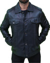 Vintage Men's Black Leather Trucker Jacket
