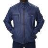 Men's Blue Biker Fashion Slim Fit Pure Leather Jacket