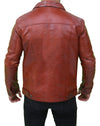 Mens Vintage Classic Brown Leather Trucker Jacket
