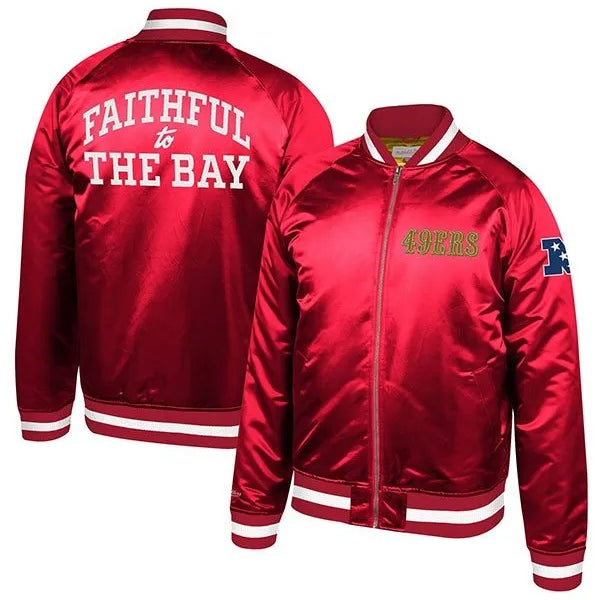 San Francisco 49ers Faithful to the Bay official bomber jacket with team logos