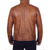 Mens Brown Cafe Racer Distressed Leather Jacket