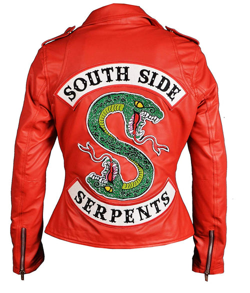 Women Riverdale Southside Serpent Red Leather Jacket