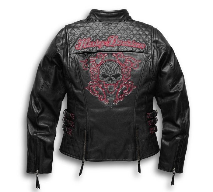 Women's Scroll Skull 3-in-1 Leather Jacket