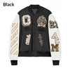 black ac milan varsity jacket​ front view