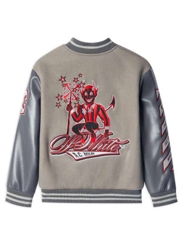 AC Milan Grey Letterman Varsity Jacket