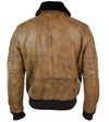 Men’s Aviator Tan Bomber Jacket With Patches