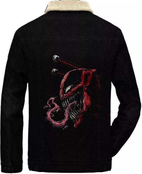 Deadpool x Venom Denim Jacket With Fur