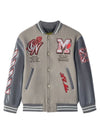 AC Milan Grey Letterman Varsity Jacket - Premium Wool Blend and Leather Sleeves