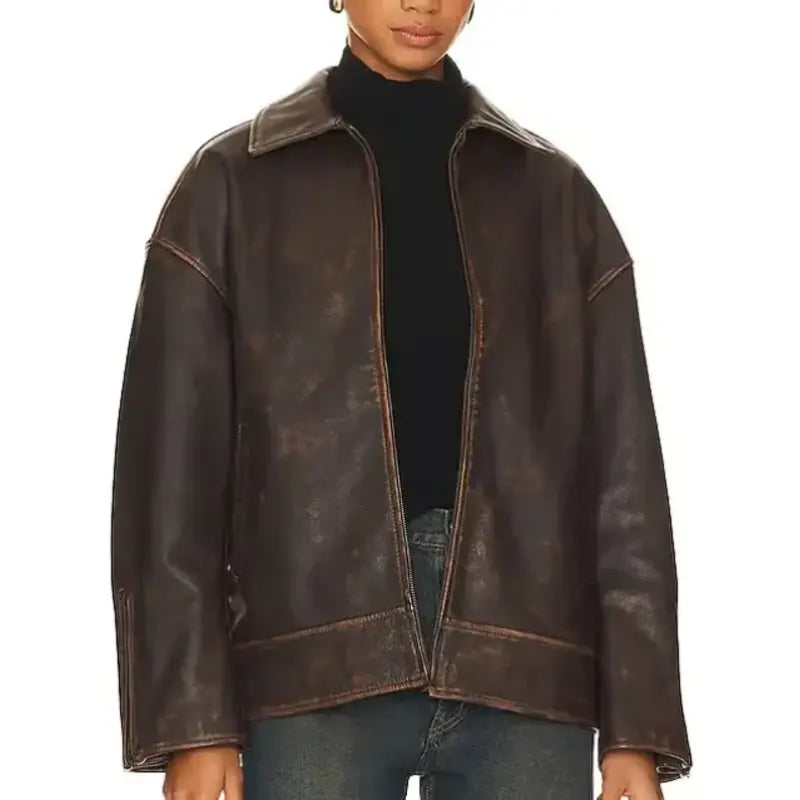 Grlfrnd Alek Brown Leather Jacket