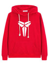 Red Kobe Hoodie with a white logo on a white background