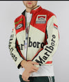 Red and White Vintage Leather Marlboro Racing Jacket