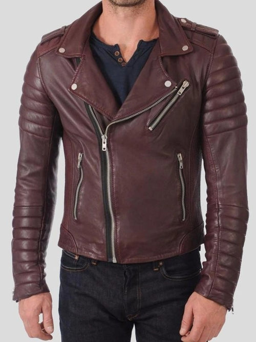 Men’s Dark Brown Leather Motorcycle Jacket