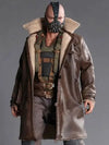 actor tom hardy as bane standing in his iconic bane coat with shearling 