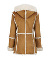 Womens Brown Fur Suede Overcoat