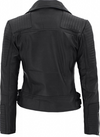 Bari Womens Asymmetrical Black Leather Moto Jacket