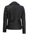 Edna Womens Black Asymmetrical Leather Biker Jacket