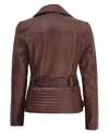 Edna Womens Brown Asymmetrical Leather Jacket