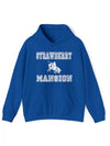 blue strawberry mansion hoodie front view