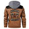 brown harley davidson hooded jacket back view