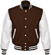 Mens Brown And White Varsity Jacket