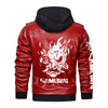 cyberpunk samurai jacket​ in red color  back view