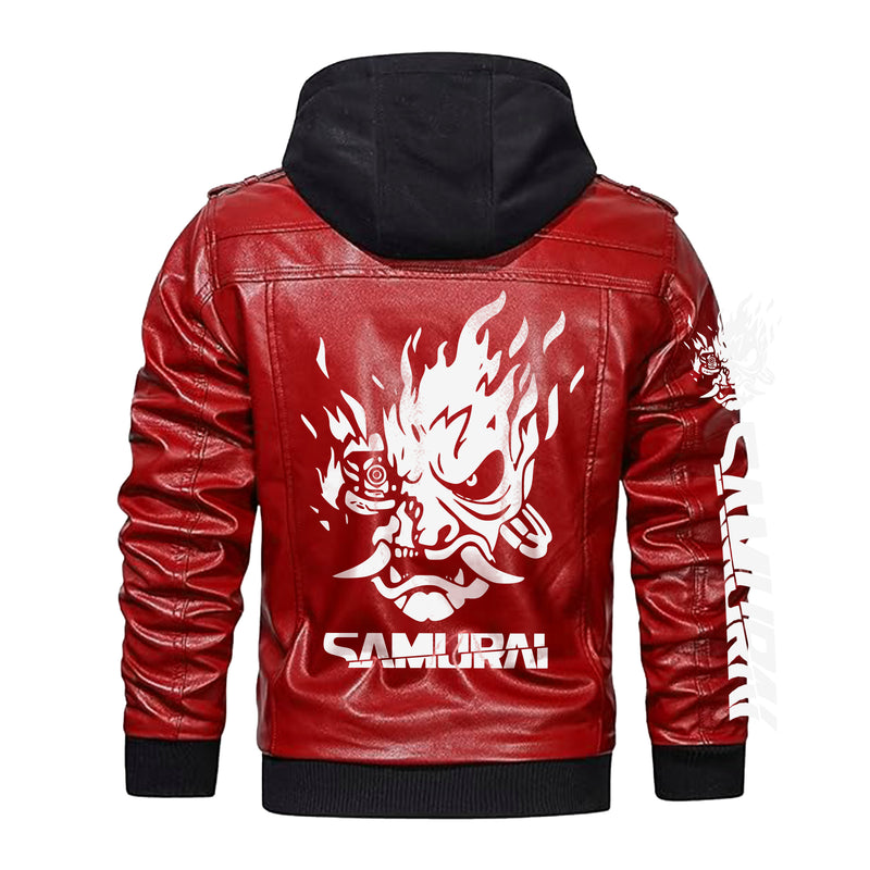 Cyberpunk Samurai Red Jacket With Hood