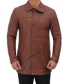 Bristol Men's Brown Leather Car Coat