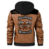 harley davidson jacket with hood front view and in black hood