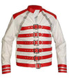 Freddie Mercury Military Concert Red & White Leather Jacket