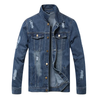 Mens Blue Denim Jean Damage Jacket
