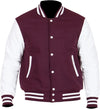 Mens Maroon And White Varsity Jacket