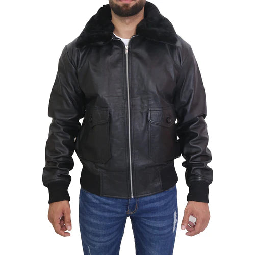 Men’s G1 Navy Black Leather Jacket
