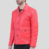 Men's Red Biker Leather Jacket