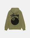 olive 8 ball hoodie pigment dyed back