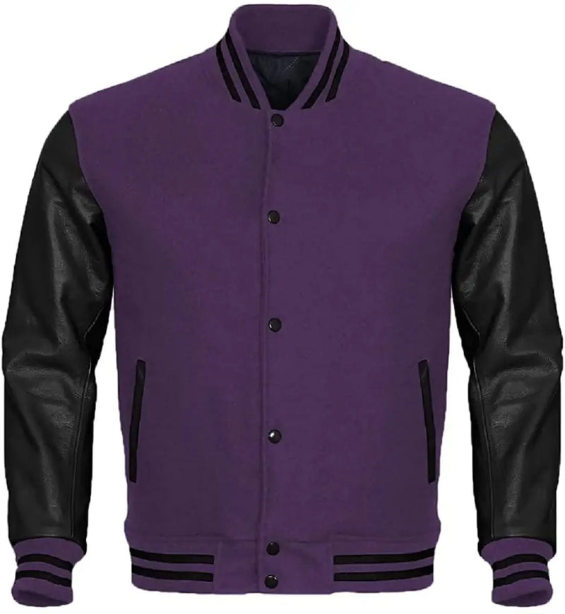 Mens Purple And Black Varsity Jacket