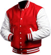 Mens Red And White Varsity Jacket