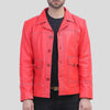 Men's Red Biker Leather Jacket