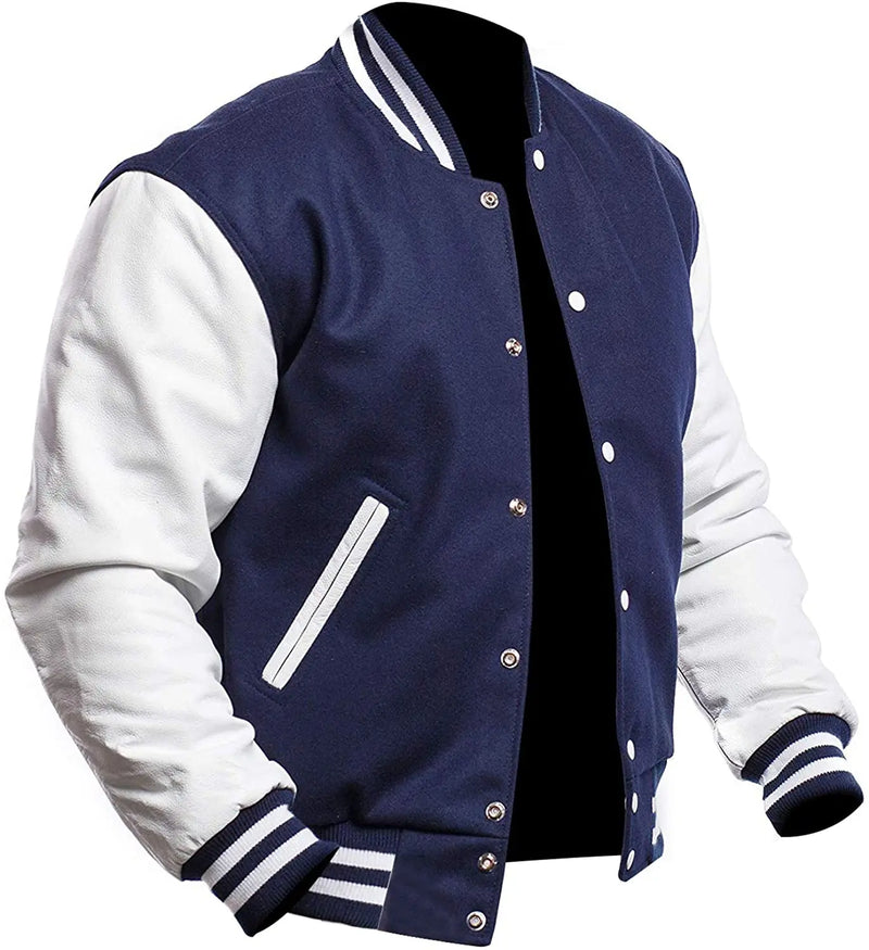 Mens Royal Blue And White Varsity Jacket