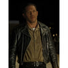 Tom hardy wearing a chicago vandals bikers in the movie The Bikeriders
